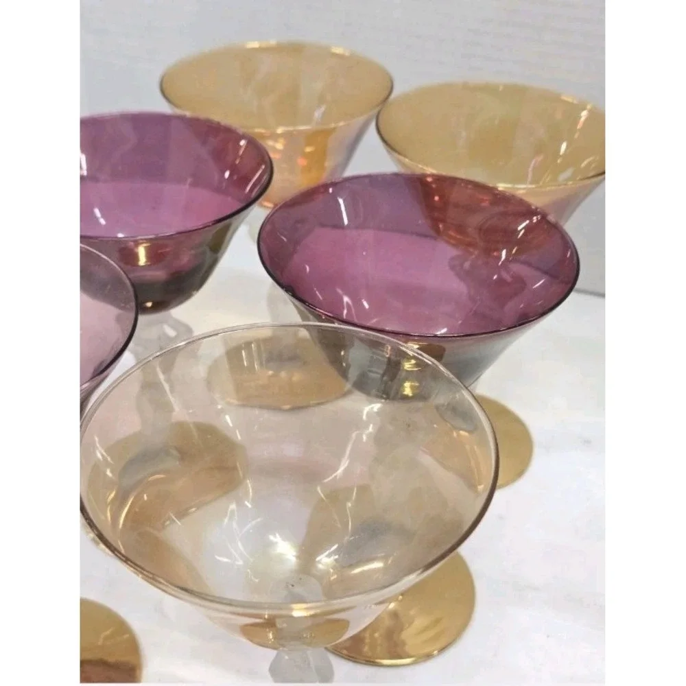 6 RARE VINTAGE AUTHENTIC BAYEL BACCHANTE COLORED GLASSES